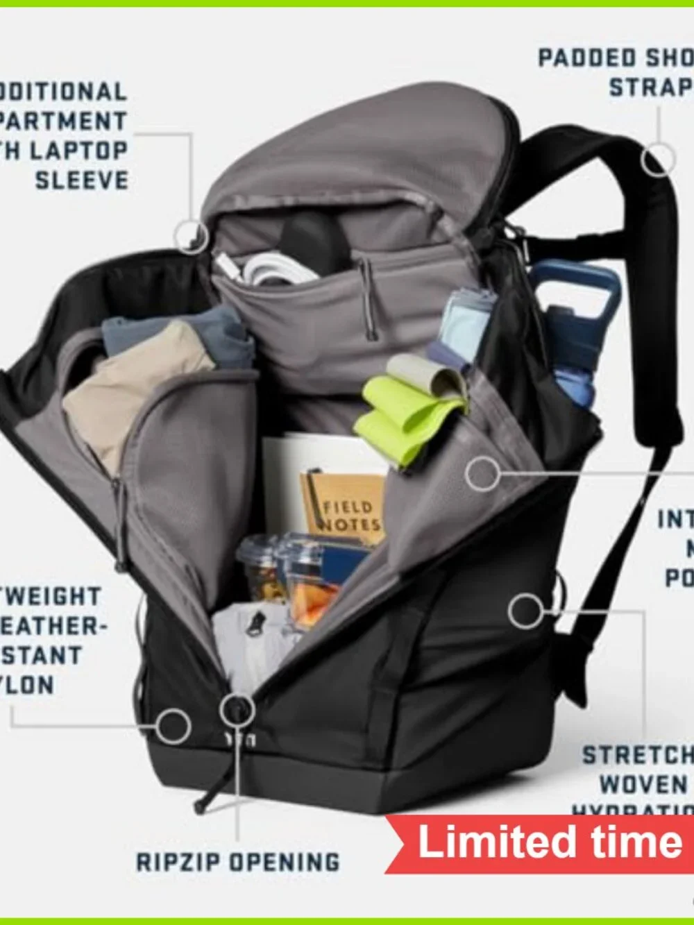YETI Palo 26L Active Backpack Work Gym Travel RipZip Padded Straps